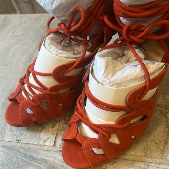 Orange Lace Up Heels - Picture 2 of 2